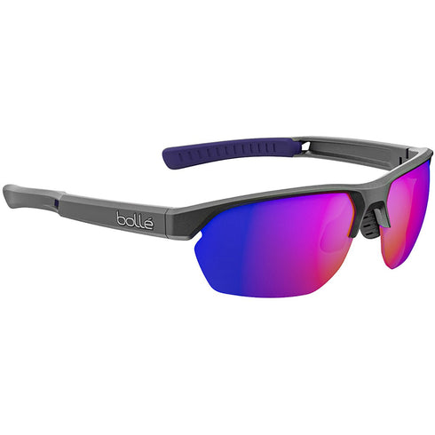 Bolle Victus Polarized Sport Sunglasses, Titanium Matte Wrap Frame with Volt+ Ultraviolet Cat 3 Polarized Lens
