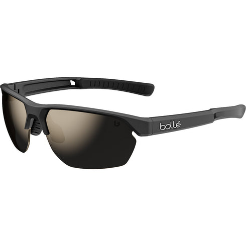 Bolle Victus Sport Sunglasses, Black Matte Wrap Frame with TNS Gold Cat 3 Mirror Lens for Cycling and Running
