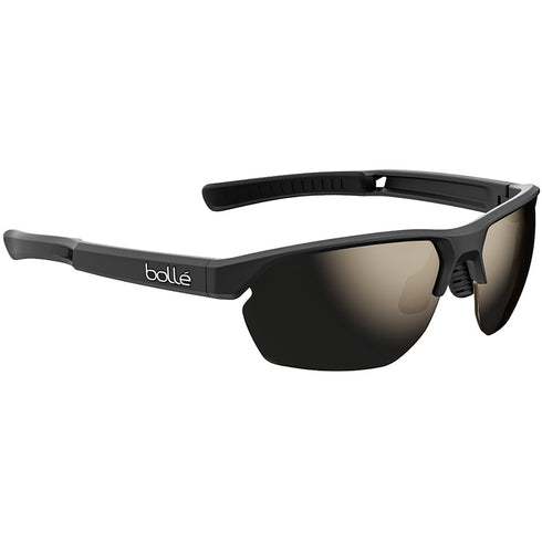 Bolle Victus Sport Sunglasses, Black Matte Wrap Frame with TNS Gold Cat 3 Mirror Lens for Cycling and Running