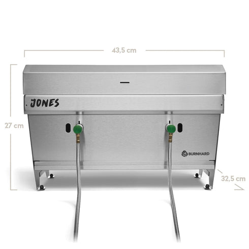 Burnhard JONES 2-Burner Folding Gas Grill, Portable Stainless Steel Camping BBQ with Lid, Carry Bag and Multitool