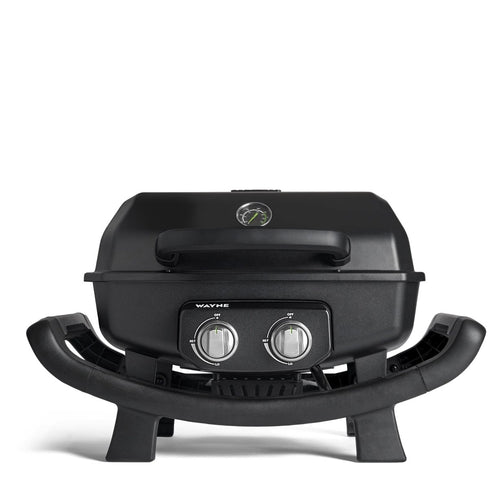 Burnhard WAYNE 2-Burner Gas Grill Series 2, Portable Tabletop BBQ with Cast Iron Grates and Cover