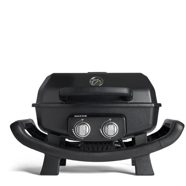 Burnhard WAYNE 2-Burner Gas Grill Series 2, Portable Tabletop BBQ with Cast Iron Grates and Cover