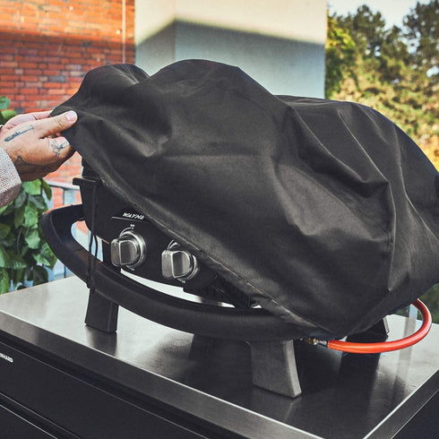 Burnhard WAYNE 2-Burner Gas Grill Series 2, Portable Tabletop BBQ with Cast Iron Grates and Cover