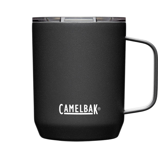 CamelBak 12oz Stainless Steel Vacuum Camp Mug, a perfect insulated mug with a handle for coffee during outdoor adventures.