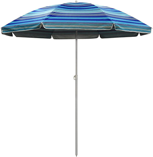 Camptrek 2.0m Tiltable Beach Umbrella | Polyester Canopy, Silver UV Protection Liner | Provides Portable Shade for Beach and Garden