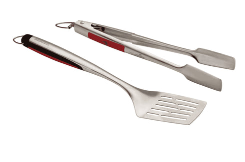 Char-Broil Comfort Grip 2 Piece BBQ Toolset, Stainless Steel Turner and Locking Grill Tongs with Long Handles