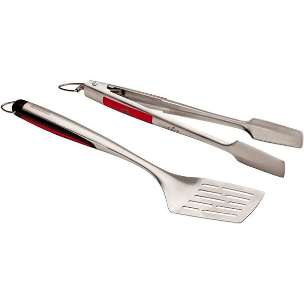 Char-Broil Comfort Grip 2 Piece BBQ Toolset, Stainless Steel Turner and Locking Grill Tongs with Long Handles