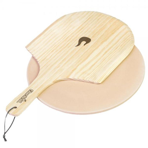 Char-Broil Pizza Stone Kit, BBQ Pizza Stone with Wooden Pizza Peel for Crispy Homemade Pizza on the Grill