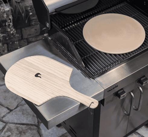 Char-Broil Pizza Stone Kit, BBQ Pizza Stone with Wooden Pizza Peel for Crispy Homemade Pizza on the Grill