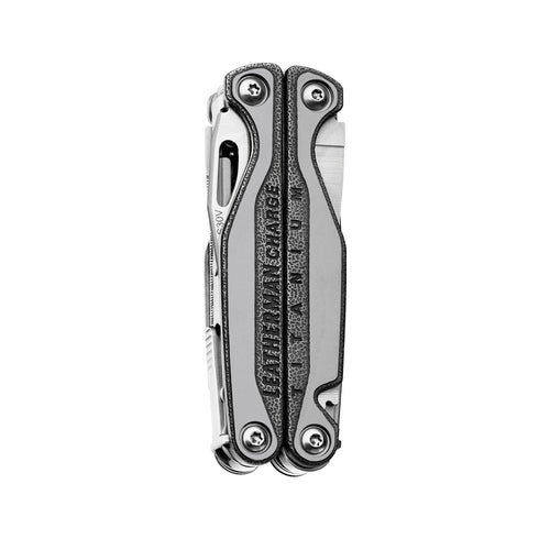 Leatherman Charge+ TTi multi-tool, stainless steel, detail view on white