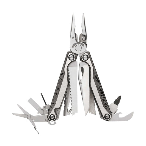 Leatherman Charge+ TTi multi-tool, stainless steel, product shot on white