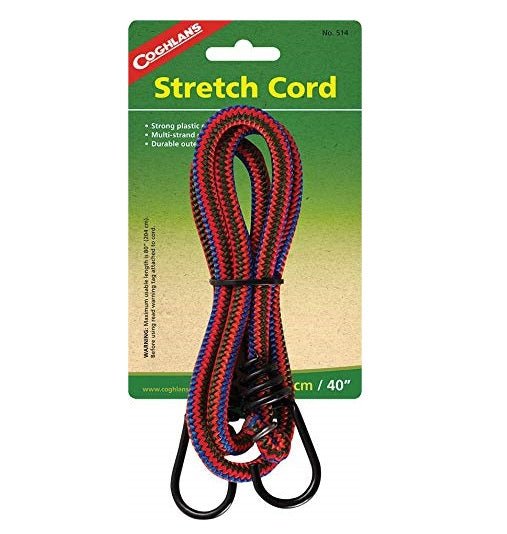 Coghlan's 40-Inch Stretch Cord, a versatile elastic bungee cord for securing items during camping and DIY projects.