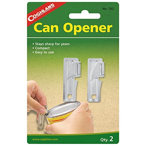 Coghlan's 702 Nickel Plated GI Can Opener, a compact, durable, P-38 style can opener for camping and emergency use.
