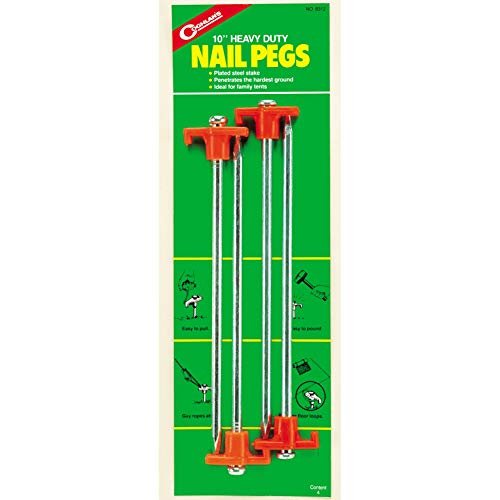 Coghlan's 8312 Nail Pegs (Pack of 4), reliable, sturdy ground anchors for securing tents and tarps on hard ground.