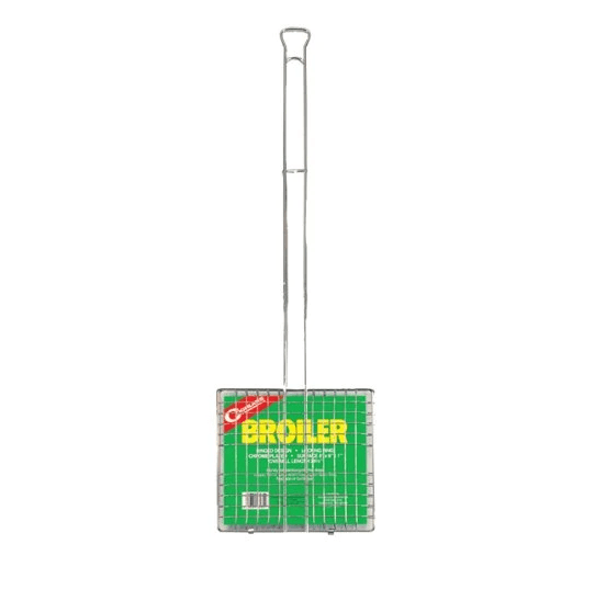 Coghlan's 8982 Stainless Steel Broiler/Griller, a durable, rust-resistant stainless steel grilling accessory for campfires.