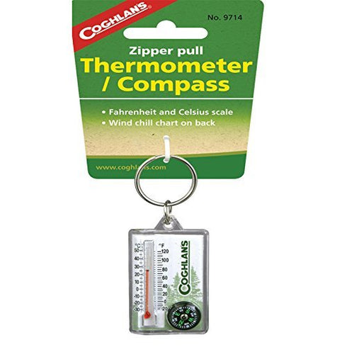 Coghlans 9714 Zipper Pull Thermometer With Compass