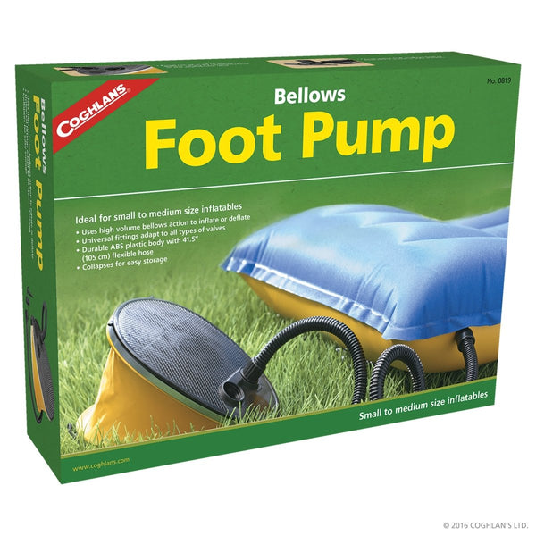 Coghlan's Bellows Foot Pump, a manual foot-operated pump for quick and effortless inflation of various items.