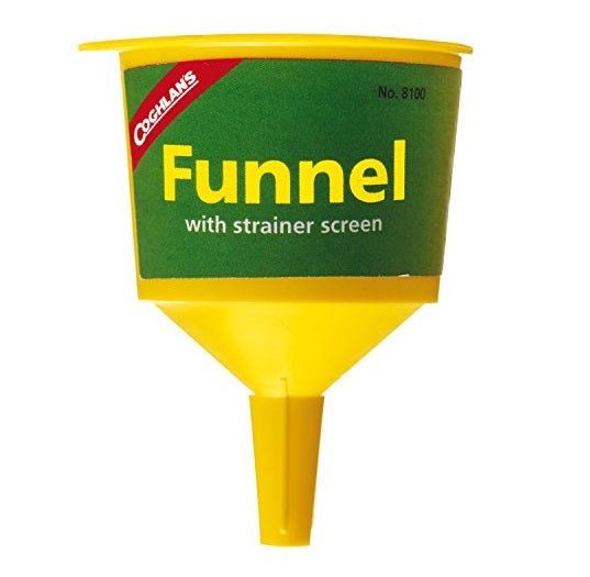 Coghlan's Filter Funnel (2.25 inch diameter), a durable funnel with a built-in screen filter for easy and clean liquid transfers.