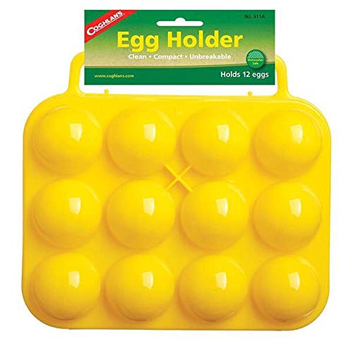 Coghlan's Plastic Egg Holder for Camping, a compact, protective plastic case for safely transporting eggs on the go.
