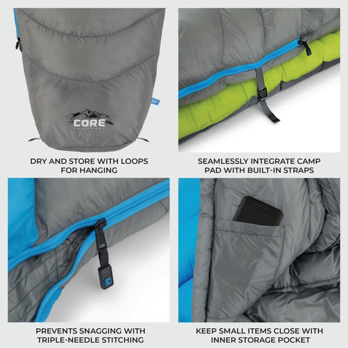 Core 10 Degree Mummy Sleeping Bag - Extreme Cold Weather Protection