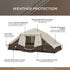 Core 10 Person Lighted Instant Pyramid Tent 16 x 9 ft, Family Cabin Tent with Built-In LED Lights