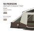 Core 10 Person Lighted Instant Pyramid Tent 16 x 9 ft, Family Cabin Tent with Built-In LED Lights