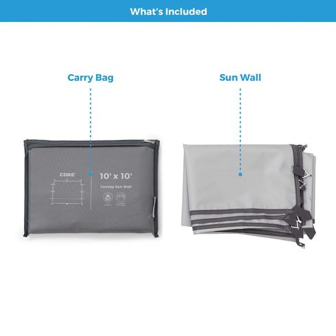 Core 10 x 10 Sun Wall Accessory Panel not entire canopy.– Extendable Sun Protection for Canopies, Easy Attachment