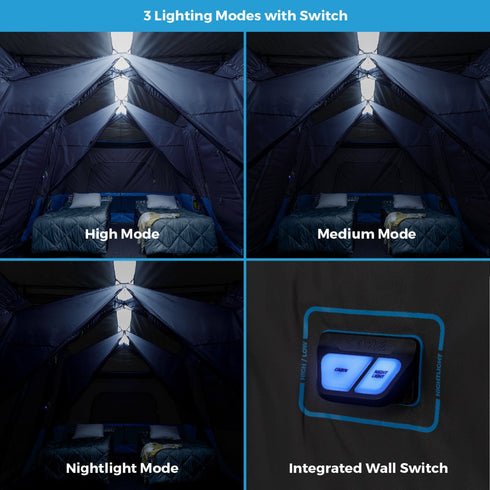 Core 12 Person Lighted Instant Cabin Tent 18 x 10 - Bright and Spacious Family Tent