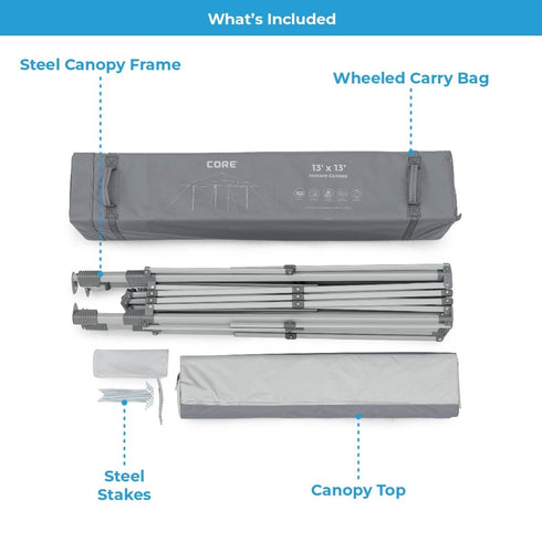Core 13 x 13 Instant Outdoor Canopy - Large Coverage for Events