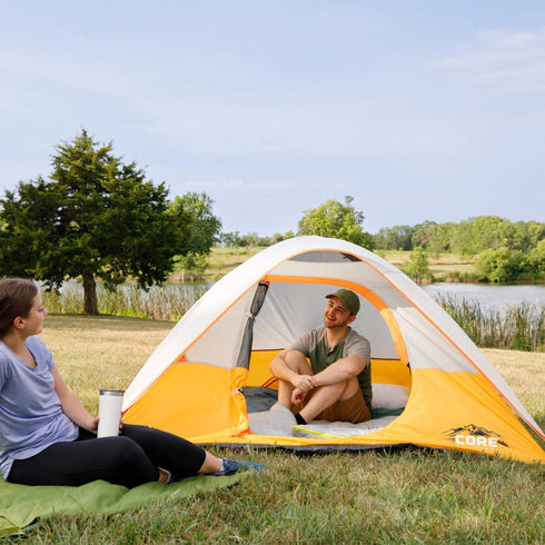 Core 3 Person Dome Tent 7 x 7 ft, Lightweight Camping Tent with H2O Block Weather Protection and Mesh Ceiling