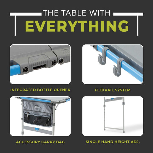 Core 4 Foot Outdoor Folding Table with FlexRail - Adjustable and Portable Table