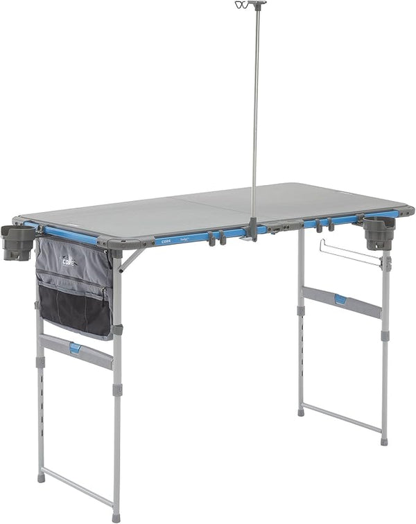 CORE 4 Foot Tailgating Folding Table, a compact and functional, portable table perfect for tailgating and outdoor events.
