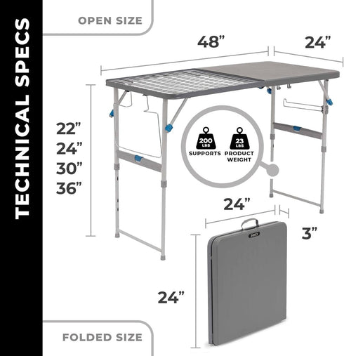 Core 4 Foot Tailgating Folding Table – Compact and Functional for Events and Outdoor Parties
