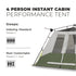 Core 4 Person Instant Cabin Performance Tent - High - Performance Compact Tent