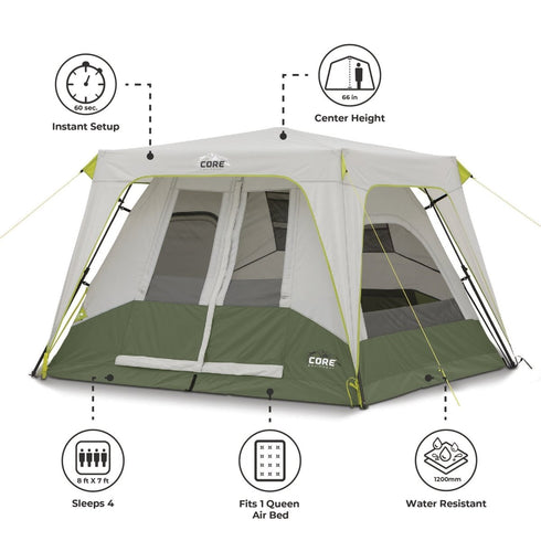 Core 4 Person Instant Cabin Performance Tent - High - Performance Compact Tent