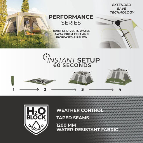 Core 4 Person Instant Cabin Performance Tent - High - Performance Compact Tent