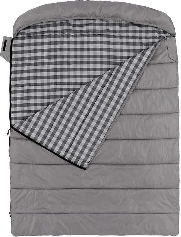 CORE 40 Degree Queen Cool Climate Sleeping Bag, a spacious, comfortable sleeping bag rated for 40°F, fitting two people.