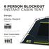 Core 6 Person Instant Blockout Dome Tent - Dark Room Technology for Better Sleep