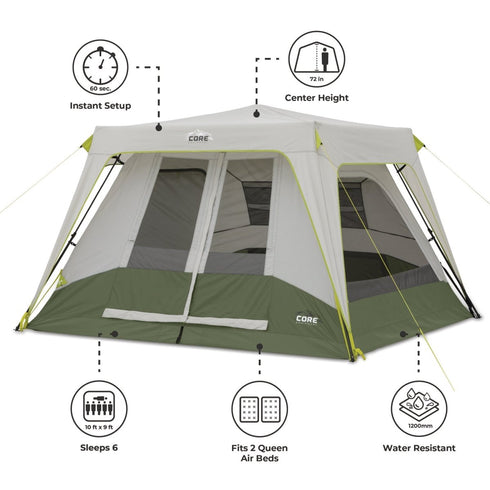 Core 6 Person Instant Cabin Performance Tent - Durable and Reliable Shelter
