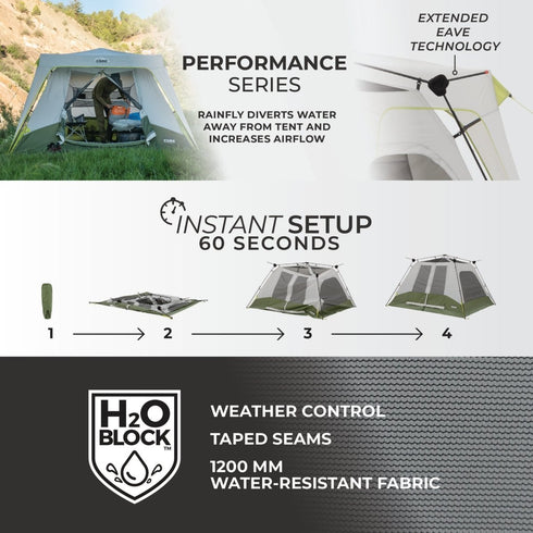 Core 6 Person Instant Cabin Performance Tent - Durable and Reliable Shelter