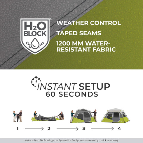 Core 6 Person Instant Cabin Tent 11 x 9 – Effortless Assembly for Families, 60 Second Setup