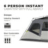 Core 6 Person Instant Cabin Tent with Full Rainfly - Weatherproof Protection