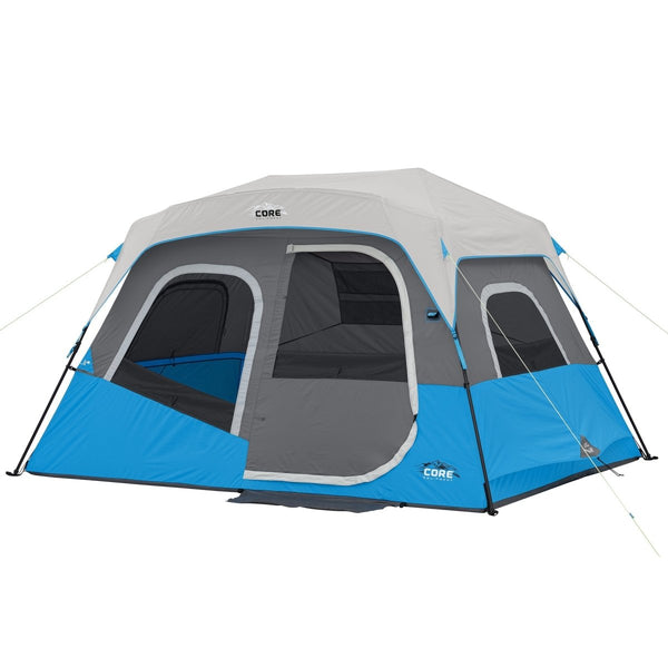 CORE 6 Person Lighted Instant Cabin Tent (11 x 9), a family tent with effortless setup and built-in LED lighting.