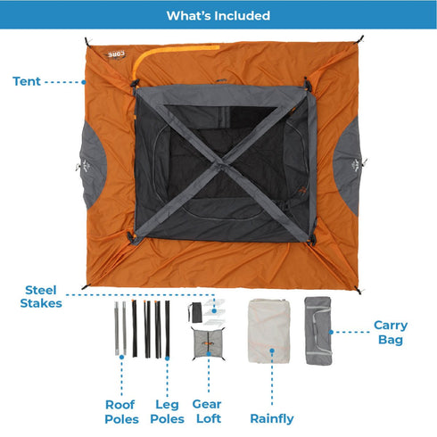 Core 6 Person Straight Wall Cabin Tent 10 x 9 - Family - Friendly Cabin Tent