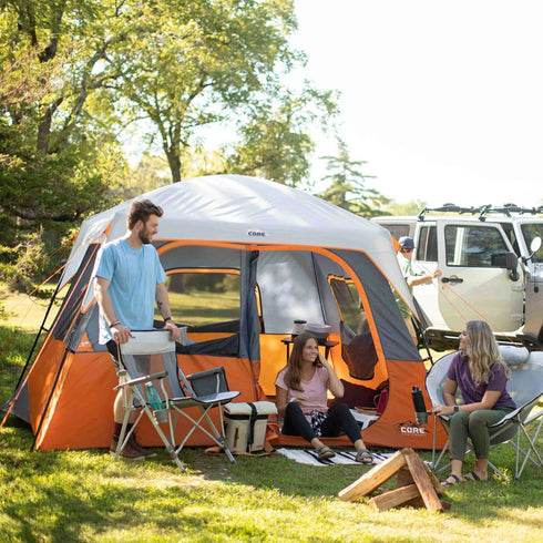 Core 6 Person Straight Wall Cabin Tent 10 x 9 – Family - Friendly Cabin Tent with Maximum Headroom