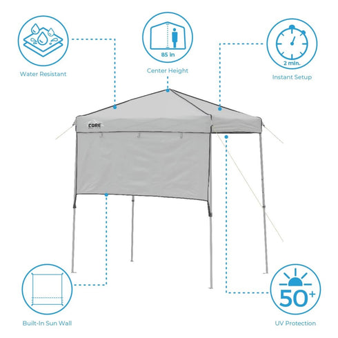 Core 6 x 4 Instant Canopy with Half Sun Wall - Compact Shade Solution