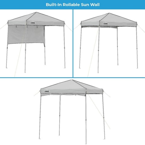 Core 6 x 4 Instant Canopy with Half Sun Wall - Compact Shade Solution