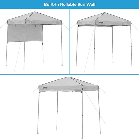 Core 6 x 4 Instant Canopy with Half Sun Wall – Compact Shade Solution with Added Sun Protection