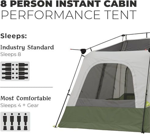 Core 8 Person Instant Cabin Performance Tent - Spacious and Weather - Resistant Design
