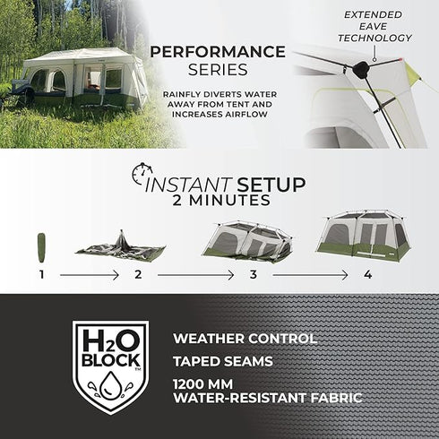 Core 8 Person Instant Cabin Performance Tent - Spacious and Weather - Resistant Design
